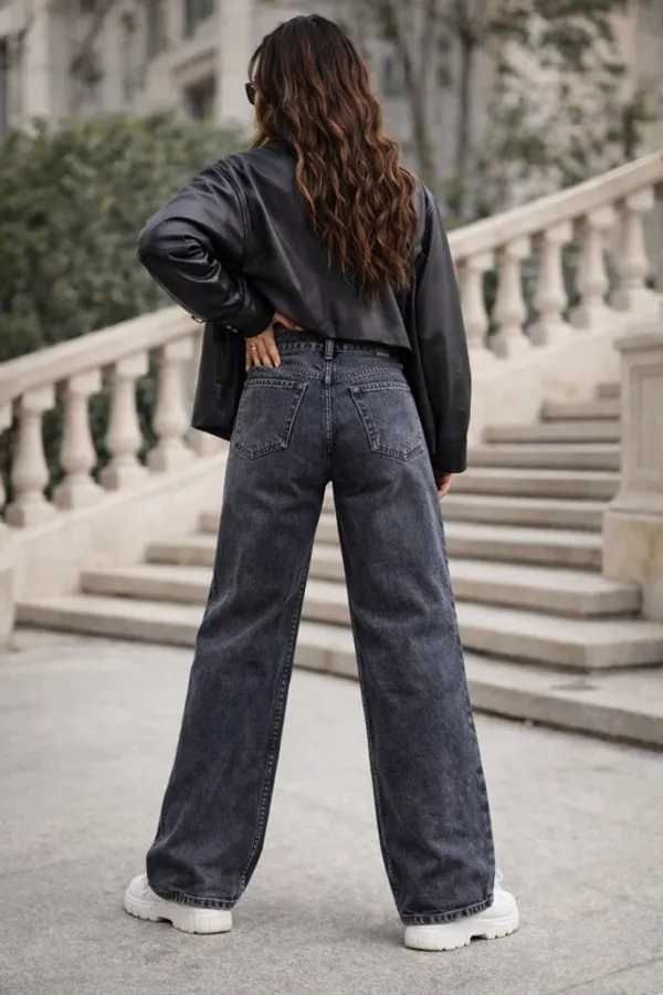 Charcoal_Black_Denim_High_Rise_Wide_Leg_Jeans_For_Women_And_Girls