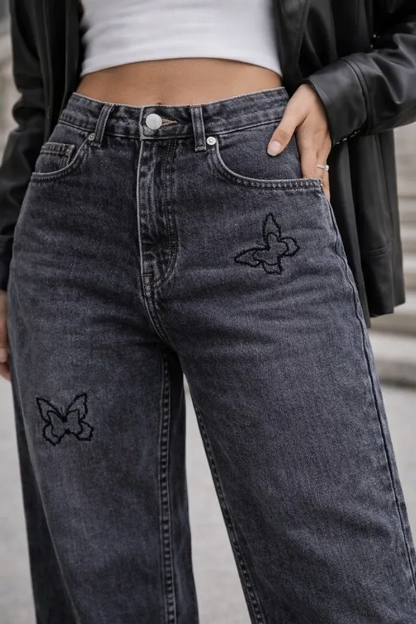 Charcoal_Black_Denim_High_Rise_Wide_Leg_Jeans_For_Women_And_Girls