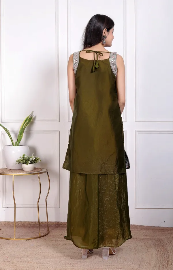 Olive_Silk_Embroidered_Kurti_Palazzo_Set_With_Dupatta_For_Women_And_Girls