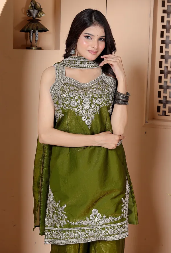 Olive_Georgette_Embroidered_Kurti_Palazzo_Set_With_Dupatta_For_Women_And_Girls
