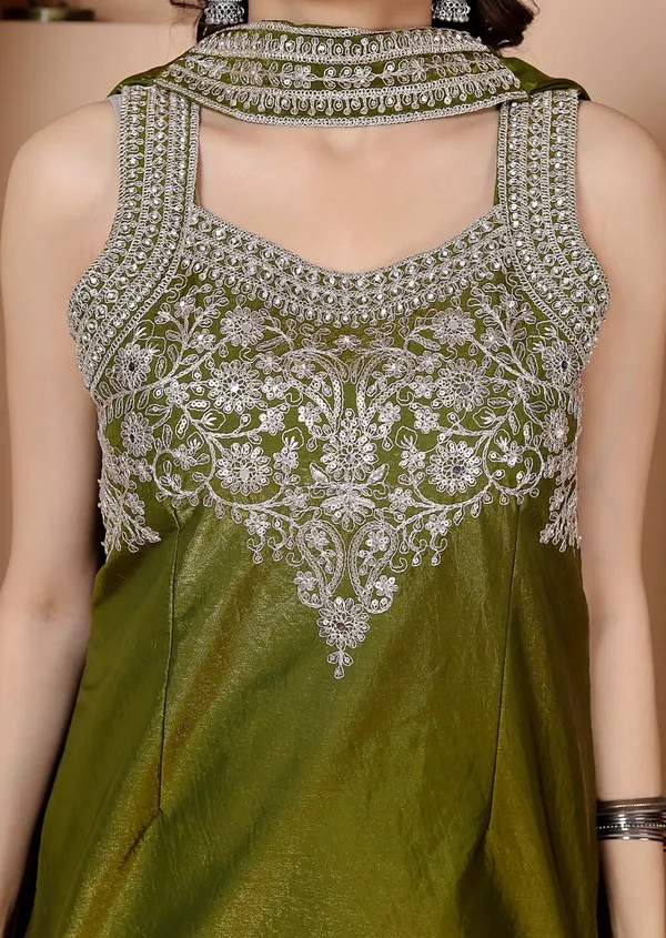 Olive_Georgette_Embroidered_Kurti_Palazzo_Set_With_Dupatta_For_Women_And_Girls
