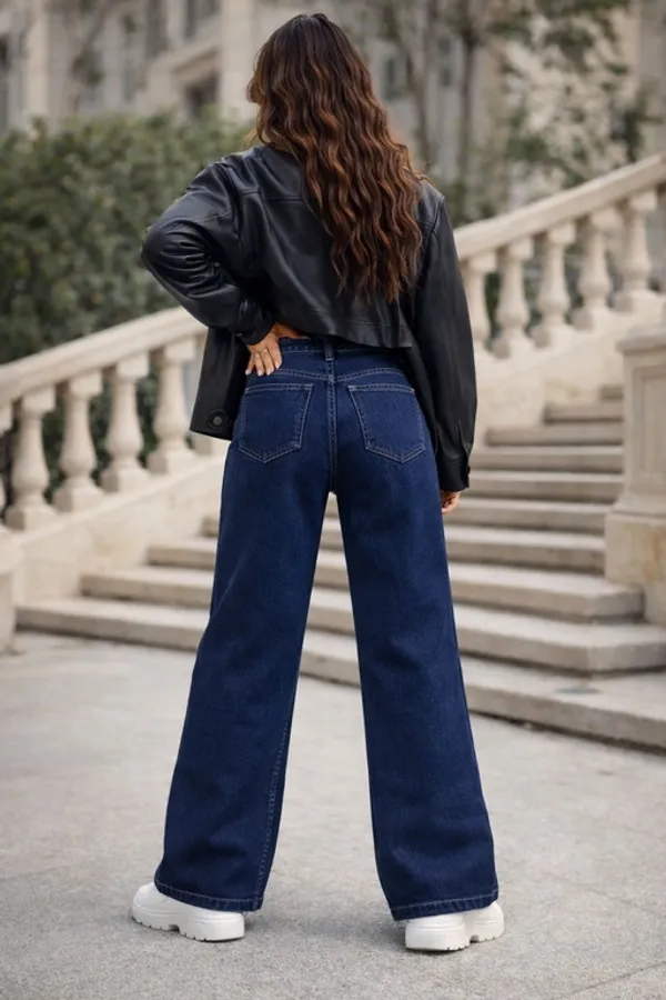 Dark_Blue_Denim_High_Rise_Wide_Leg_Jeans_For_Women_And_Girls