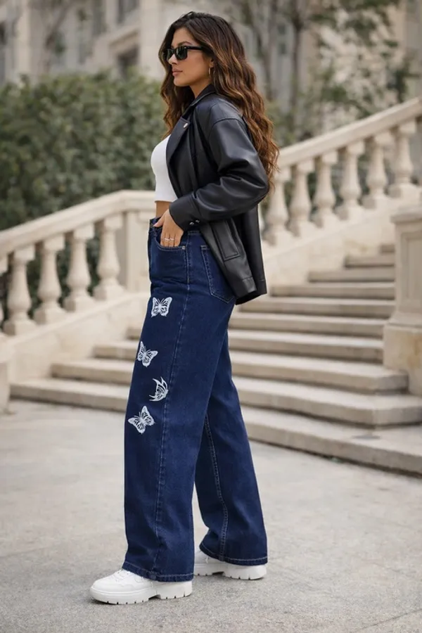 Dark_Blue_Denim_High_Rise_Wide_Leg_Jeans_For_Women_And_Girls