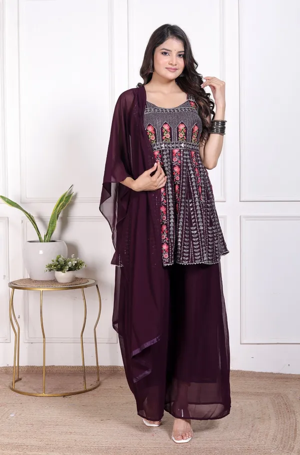 Purple_Silk_Embroidered_Kurti_Palazzo_Set_With_Dupatta_For_Women_And_Girls