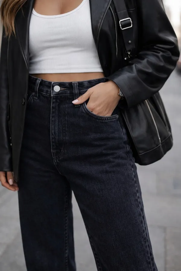 Black_Denim_High_Rise_Wide_Leg_Jeans_For_Women_And_Girls