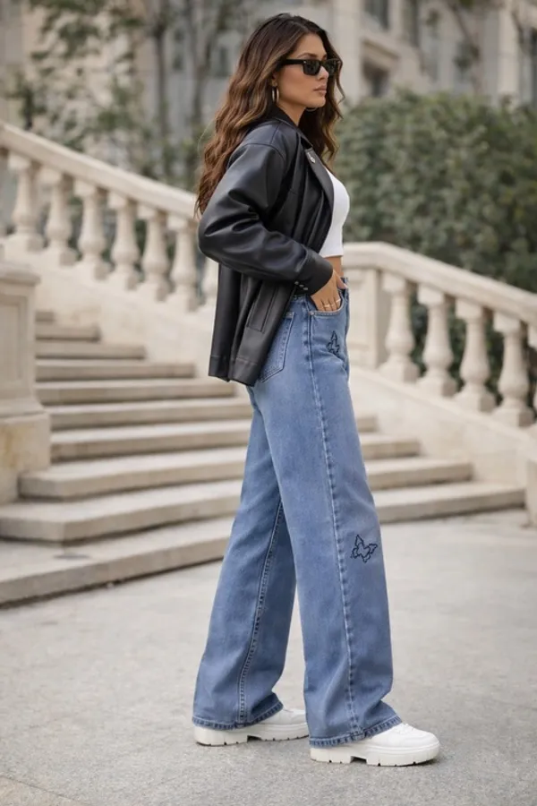 Light_Blue_Denim_High_Rise_Wide_Leg_Jeans_For_Women_And_Girls