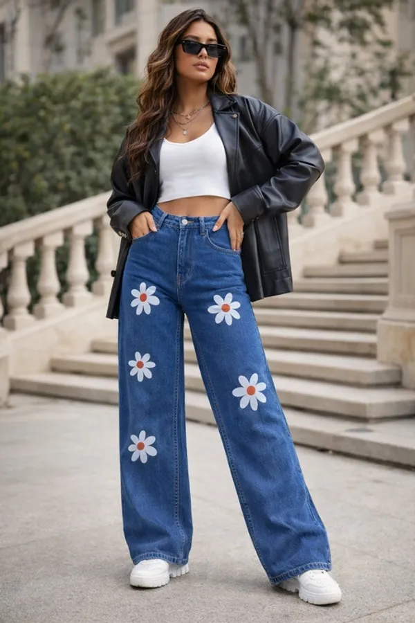 Light_Blue_Denim_High_Rise_Wide_Leg_Jeans_For_Women_And_Girls