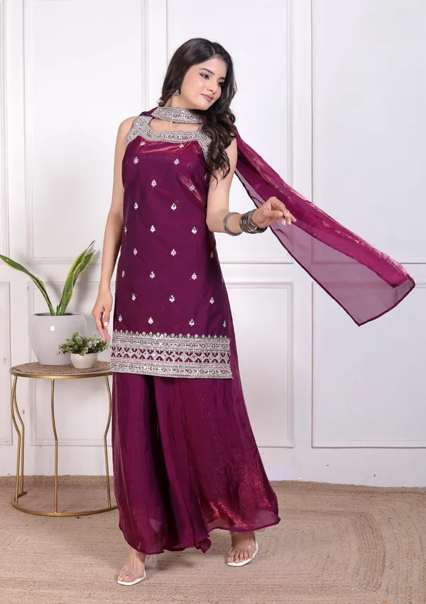 Purple_Silk_Embroidered_Kurti_Palazzo_Set_With_Dupatta_For_Women_And_Girls