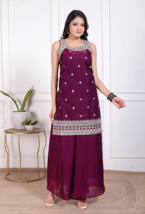 Purple_Silk_Embroidered_Kurti_Palazzo_Set_With_Dupatta_For_Women_And_Girls