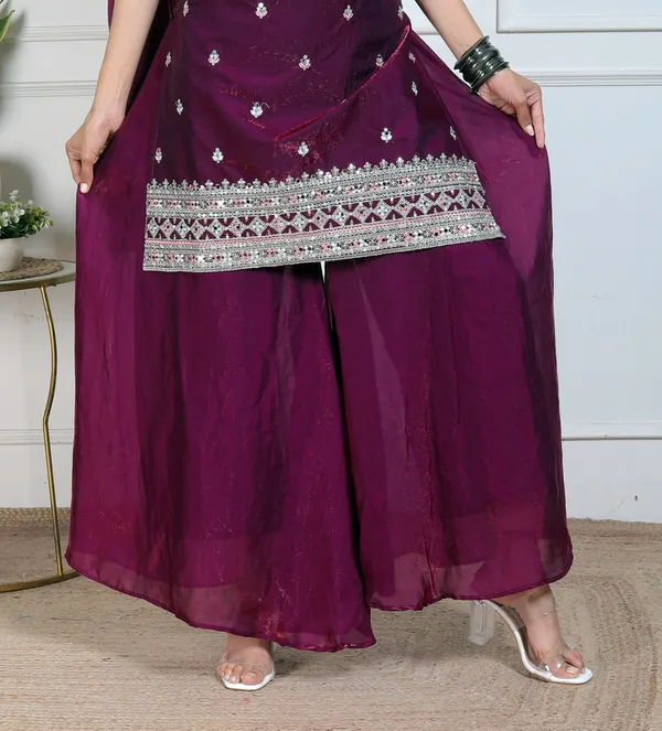 Purple_Silk_Embroidered_Kurti_Palazzo_Set_With_Dupatta_For_Women_And_Girls