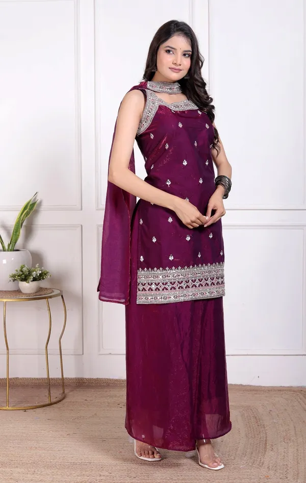 Purple_Silk_Embroidered_Kurti_Palazzo_Set_With_Dupatta_For_Women_And_Girls