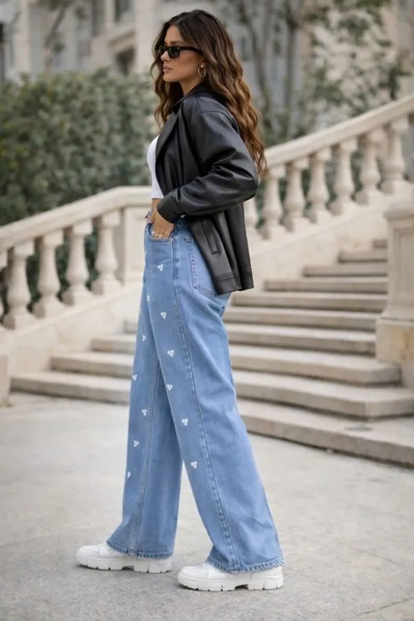 Light_Blue_Denim_High_Rise_Wide_Leg_Jeans_For_Women_And_Girls