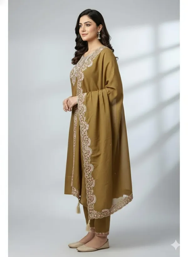 Golden_Hour_Vibes:_Mustard_Brown_Ethnic_Wear_with_Intricate_Threadwork