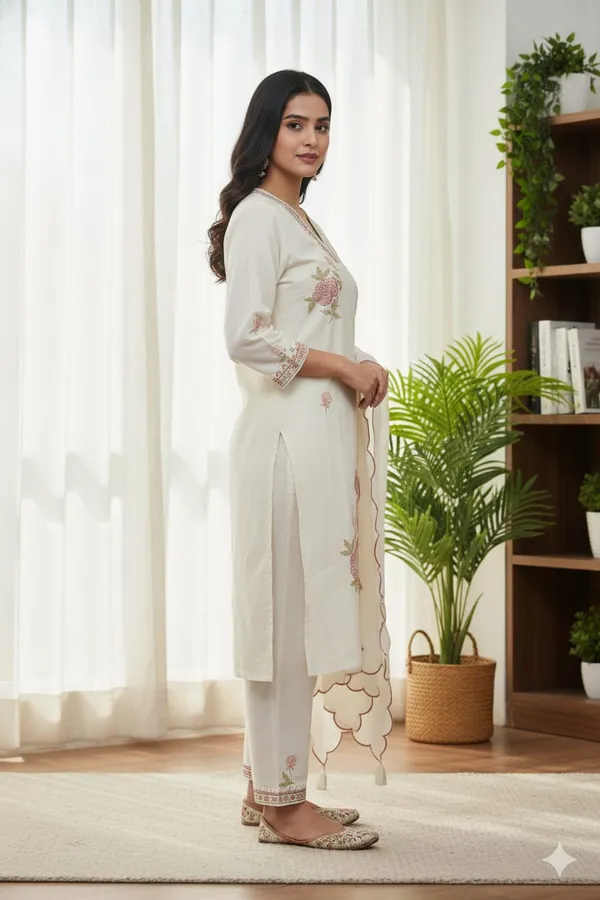 Women's_Off-White_Floral_Embroidered_Kurta_Set_with_Scalloped_Dupatta_