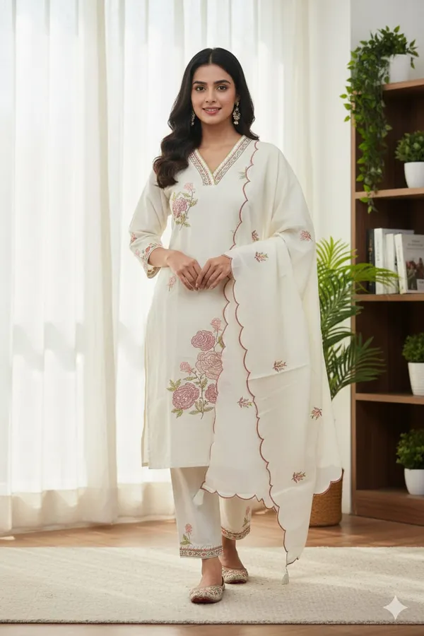 Women's_Off-White_Floral_Embroidered_Kurta_Set_with_Scalloped_Dupatta_