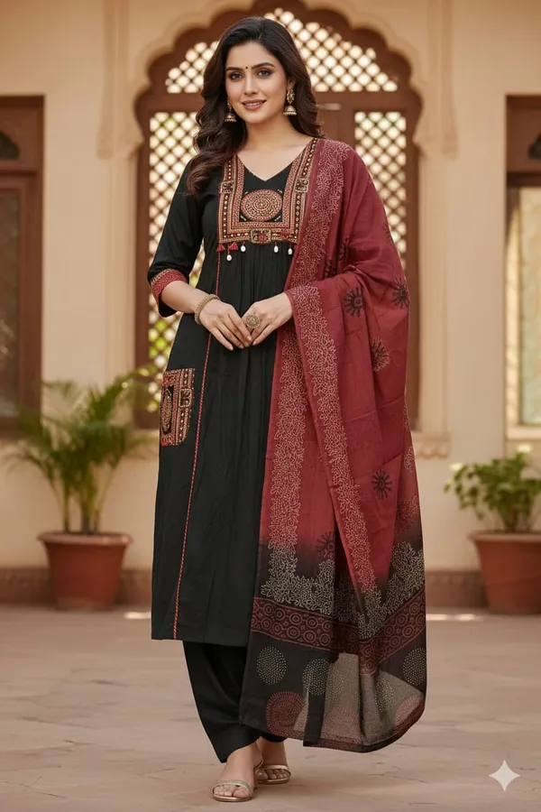 Women's_Black_Embroidered_Cotton_Kurta_Set