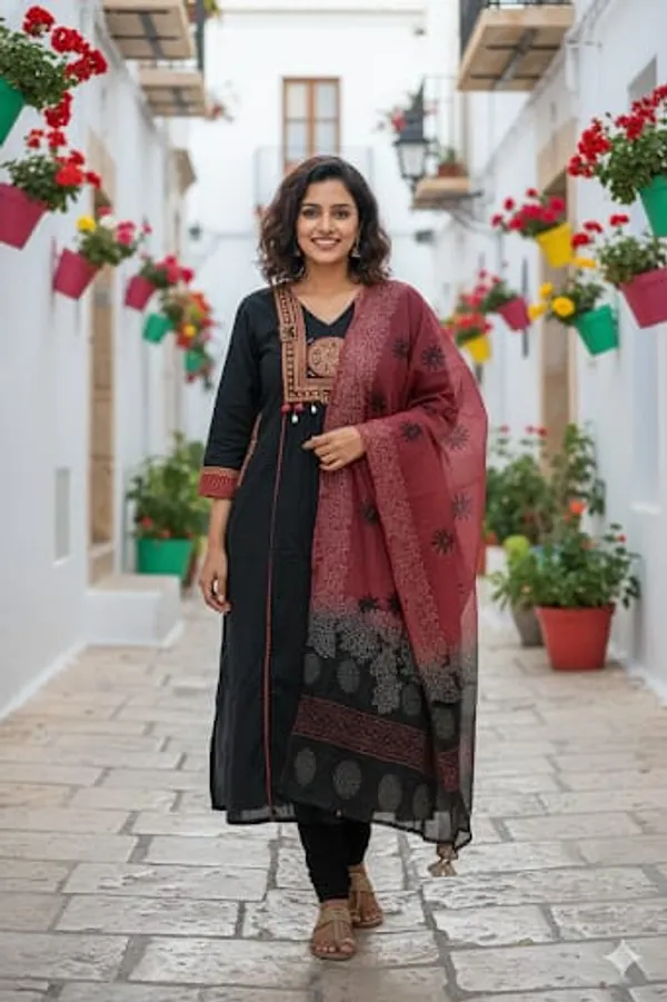 Women's_Black_Embroidered_Cotton_Kurta_Set