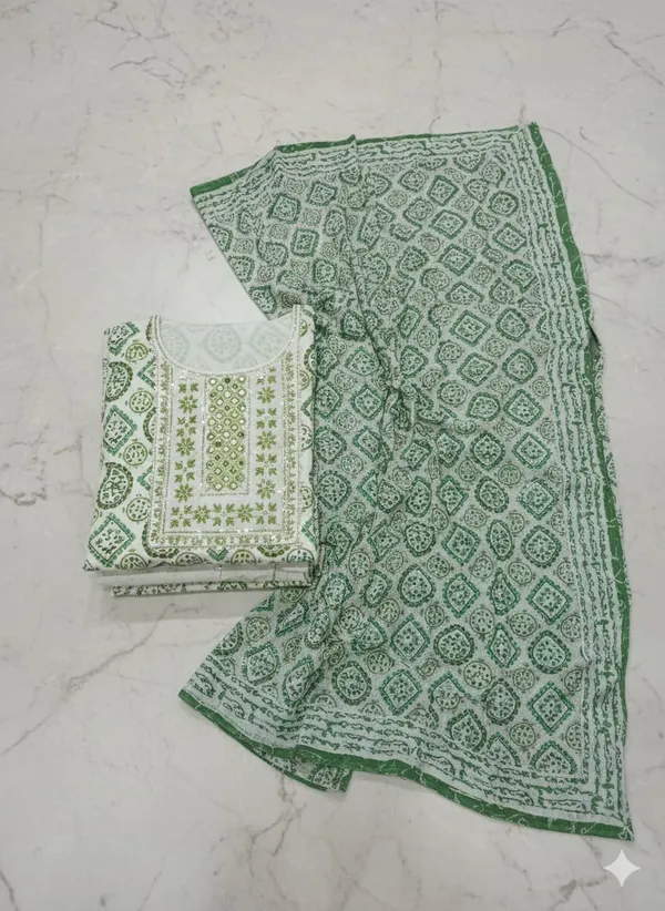 Women’s_Off-White_&_Sage_Green_Block_Printed_Cotton_Anarkali_Suit_Set_with_Dupatta