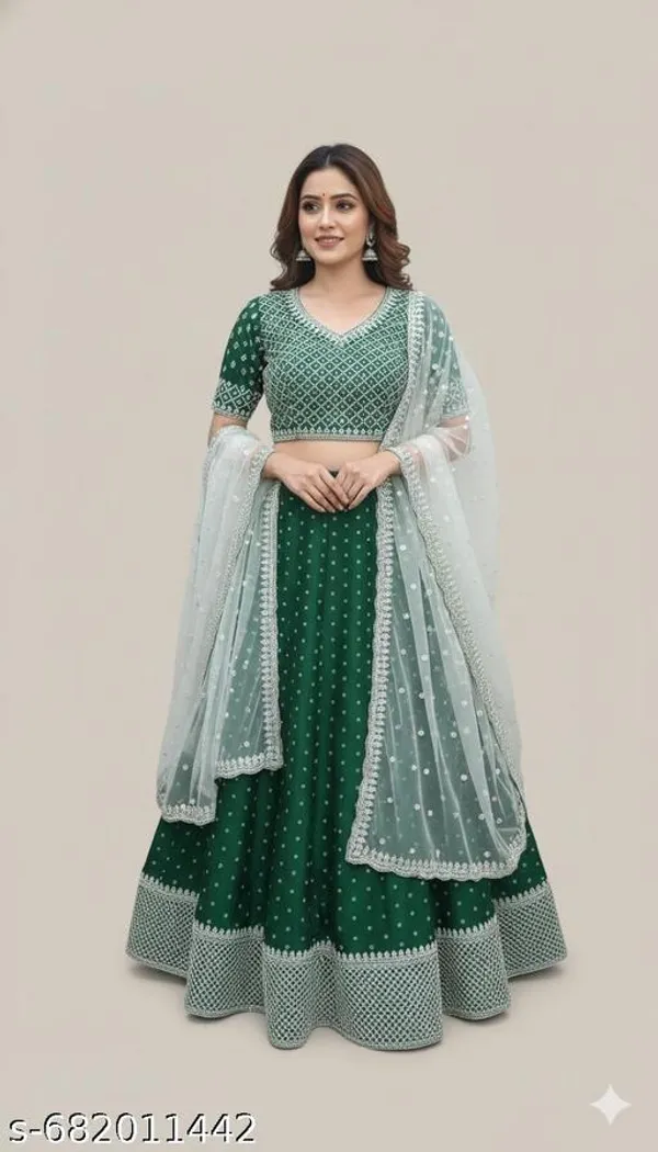Pack_Of_2_-_Blue_And_Dark_Green_Cotton_Stitched_Kurti_With_Bottomwear_For_Women