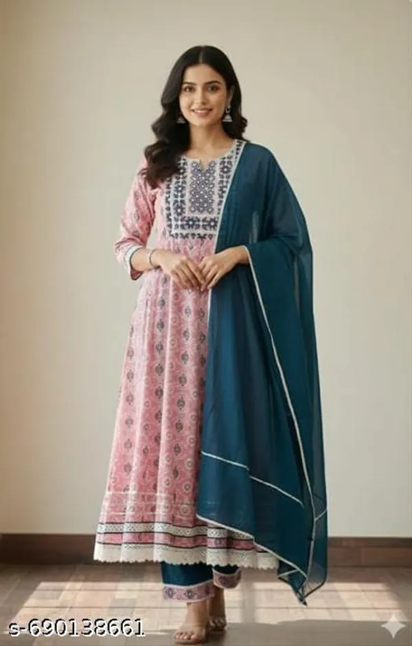 Pack_Of_2_-_Multicolor_And_Yellow_Cotton_Stitched_Kurti_With_Bottomwear_For_Women
