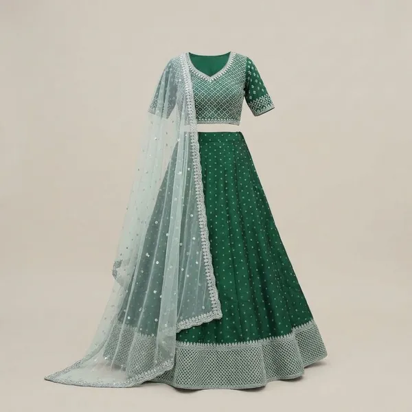 Pack_Of_2_-_Blue_And_Dark_Green_Cotton_Stitched_Kurti_With_Bottomwear_For_Women