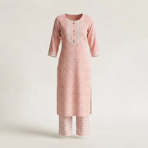 Pink_Cotton_Stitched_Kurti_With_Bottomwear_For_Women