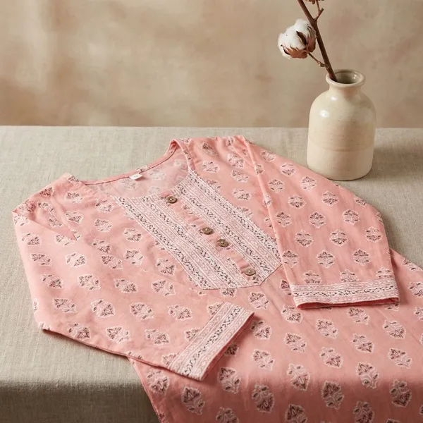 Pink_Cotton_Stitched_Kurti_With_Bottomwear_For_Women