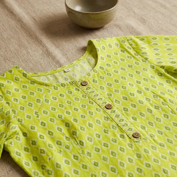 Yellow_Cotton_Stitched_Kurti_With_Bottomwear_For_Women