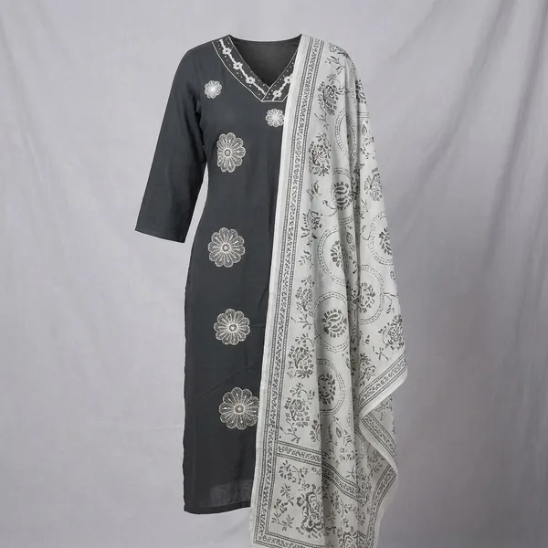 Grey_Cotton_Stitched_Kurti_With_Bottomwear_For_Women
