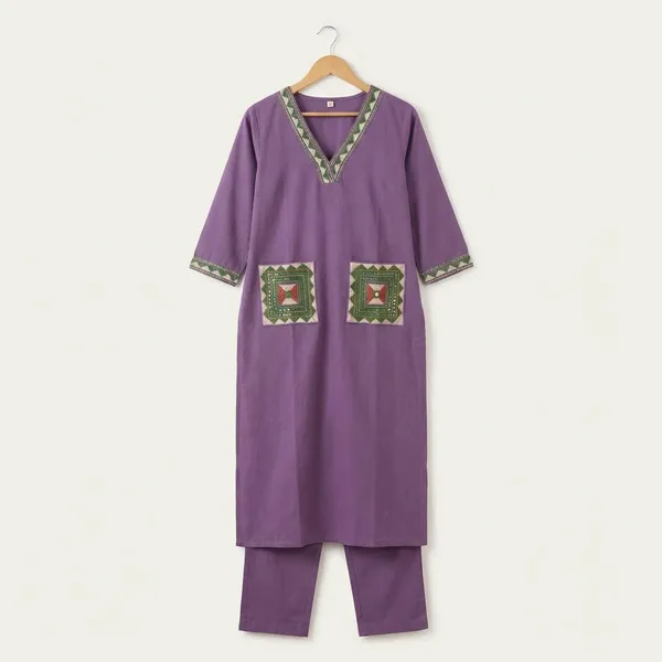 Purple_Cotton_Stitched_Kurti_With_Bottomwear_For_Women