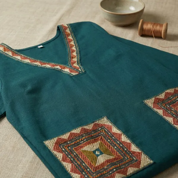 Blue_Cotton_Stitched_Kurti_With_Bottomwear_For_Women