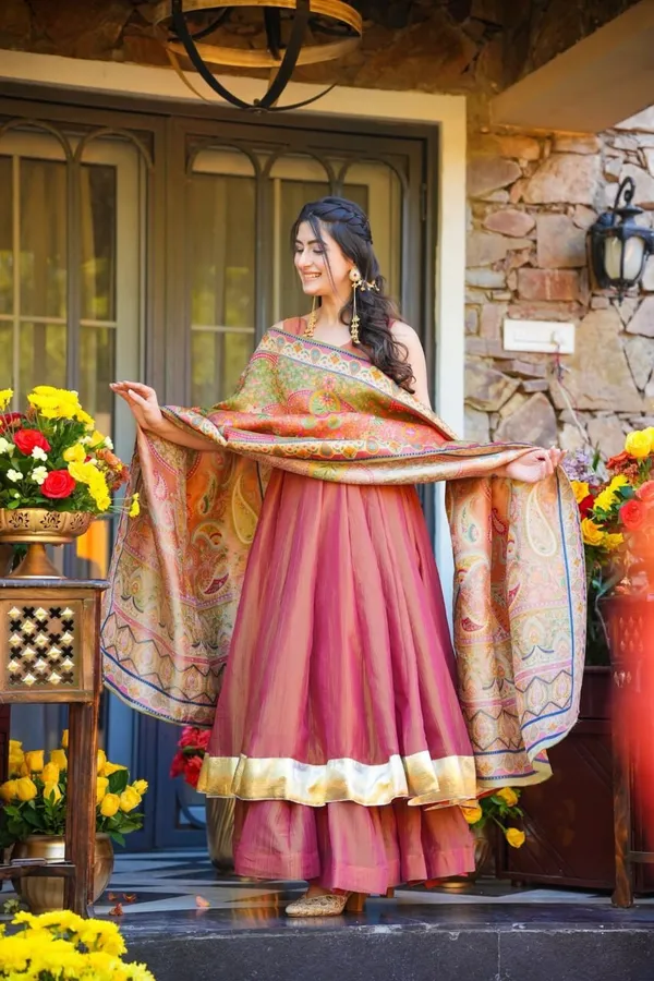 Pink_Modal_Silk_Flowy_Anarkali_Kurti_Set_For_Women
