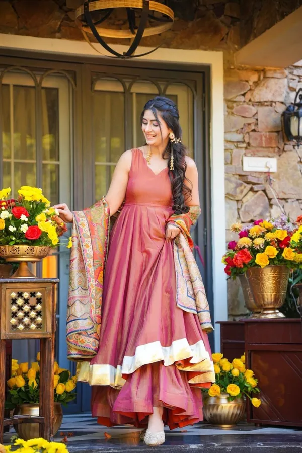 Pink_Modal_Silk_Flowy_Anarkali_Kurti_Set_For_Women