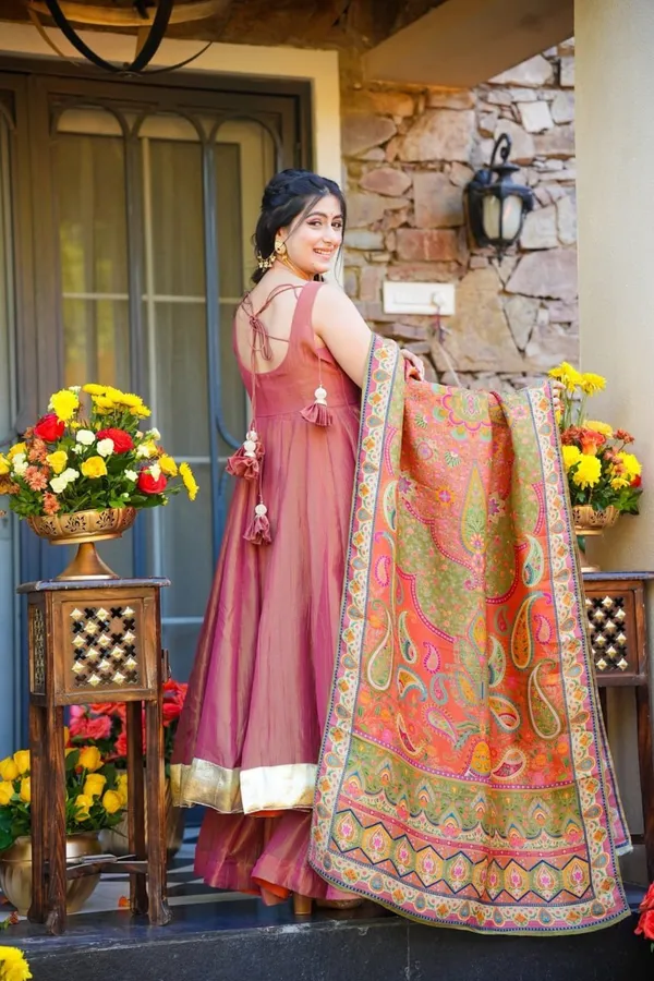Pink_Modal_Silk_Flowy_Anarkali_Kurti_Set_For_Women