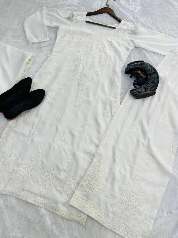 White_Modal_Silk_Straight_Embroidered_Kurti_Palazzo_Set_For_Women