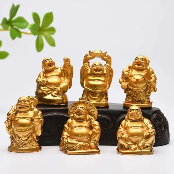 Golden_Laughing_Buddha_Statues_Marble_Good_Luck_And_Kuberan_Figurines_Set_Of_6