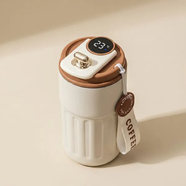 White_And_Brown_Stainless_Steel_Vacuum_Insulated_Coffee_Mug_Leak_Proof_Travel_Thermos_With_Digital_Display_And_Lid