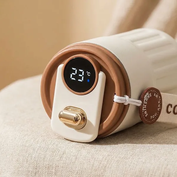 White_And_Brown_Stainless_Steel_Vacuum_Insulated_Coffee_Mug_Leak_Proof_Travel_Thermos_With_Digital_Display_And_Lid