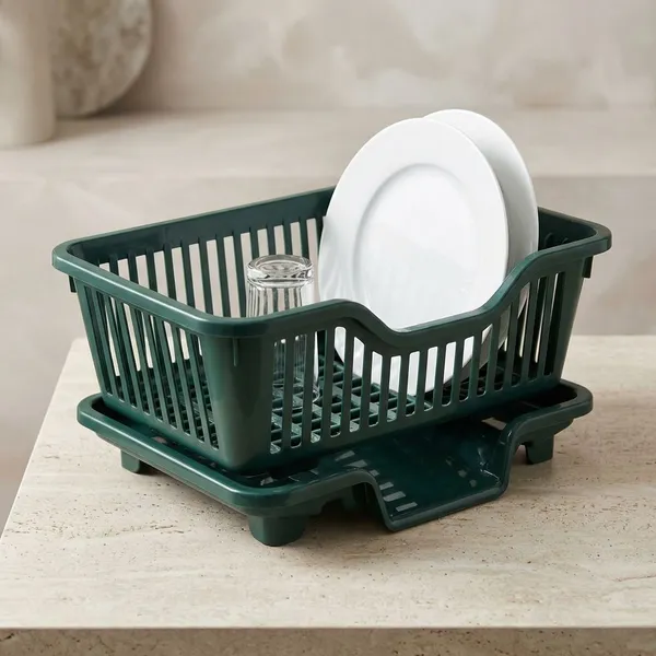 Green_Plastic_Kitchen_Dish_Drainer_Rack_With_Drying_Tray