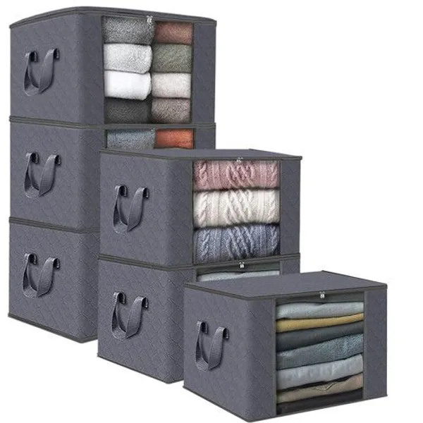 Black_Saree_And_Cloth_Storage_Bags_Non_Woven_Organizer_With_Transparent_Window_Set_Of_6