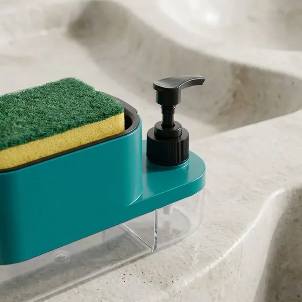 Multicolour_3_In_1_Plastic_Soap_Pump_Dispenser_Dish_Soap_And_Sponge_Holder_For_Kitchen_And_Bathroom