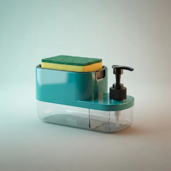 Multicolour_3_In_1_Plastic_Soap_Pump_Dispenser_Dish_Soap_And_Sponge_Holder_For_Kitchen_And_Bathroom