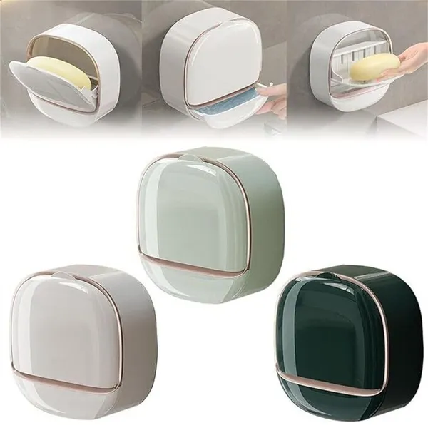 Mint_Green_Wall_Mounted_Adhesive_Soap_Holder_With_Drain_Tray