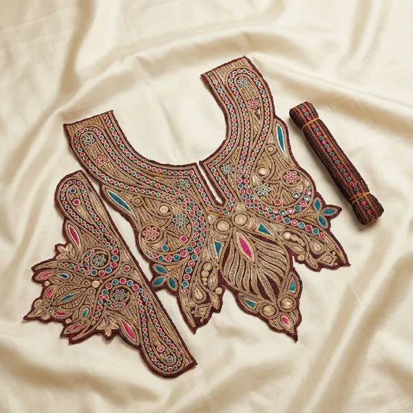 Maroon_and_Silver_Premium_Zari_Neck_Design_For_Women_and_Girls