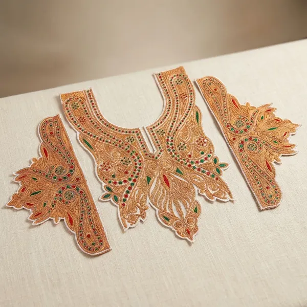 White_and_Copper_Premium_Zari_Neck_Design_For_Women_and_Girls