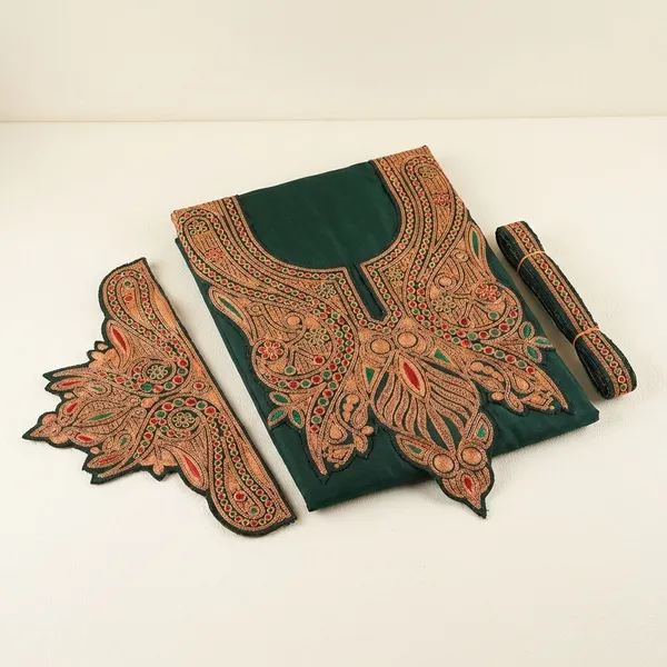 Green_and_Copper_Premium_Zari_Neck_Design_For_Women_and_Girls