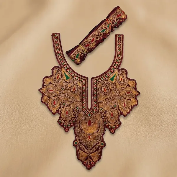 Red_and_Copper_Premium_Zari_Neck_Design_For_Women_and_Girls