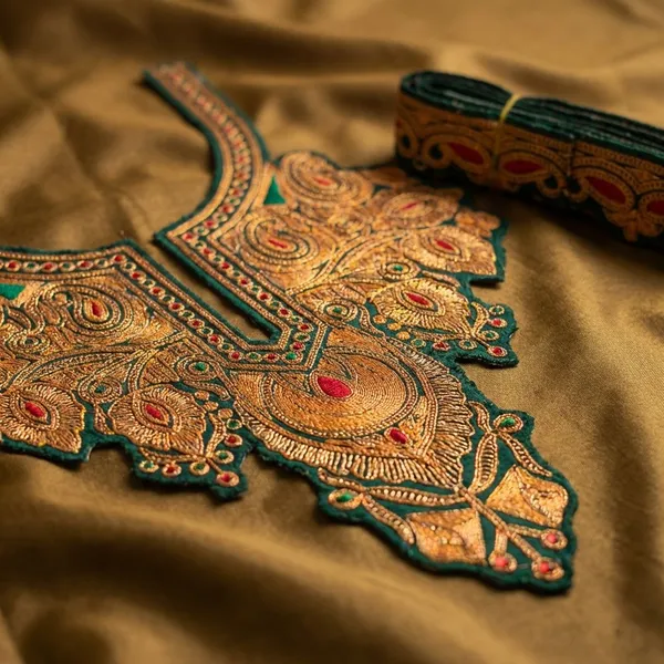 Green_and_Copper_Premium_Zari_Neck_Design_For_Women_and_Girls