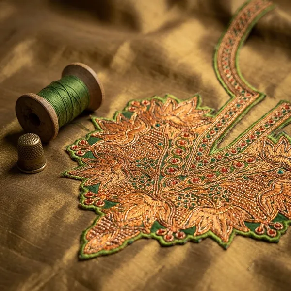 Green_and_Copper_Premium_Zari_Neck_Design_For_Women_and_Girls