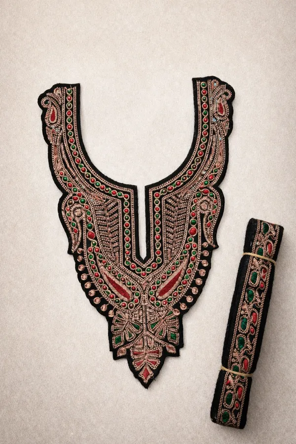 Black_And_Copper_Tilla_And_Zari_Premium_And_Elegant_Neck_Design_For_Women_And_Girls